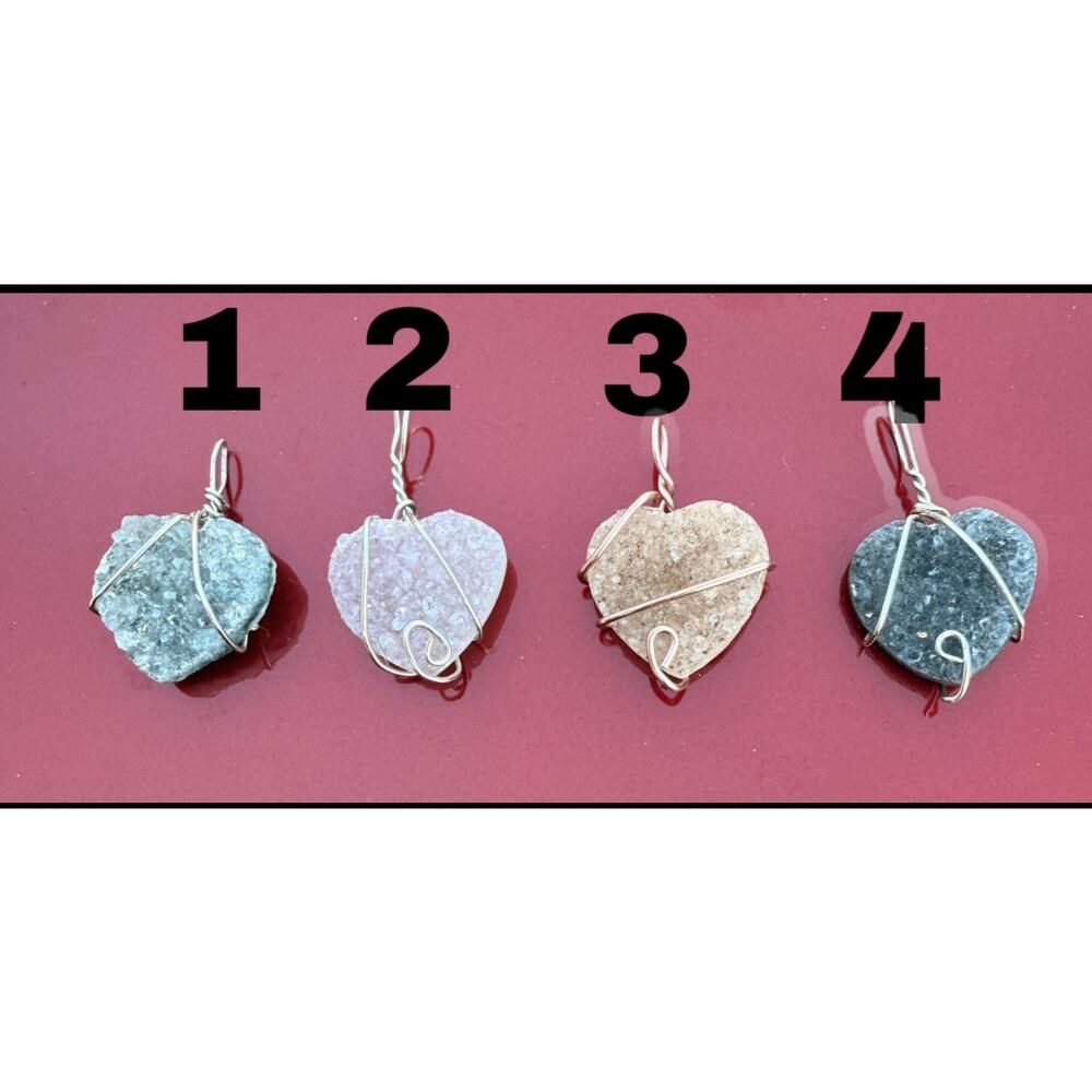 Amethyst Heart Crystal Wire Wrapped Pendant in choice of color. Incl heart box